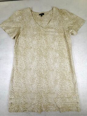 Original Wear Linen Blend Shift Dress XL Neutral Animal Print Dress minimalist